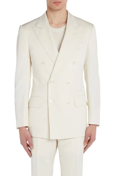Tom Ford Atticus Double-breasted Twill Suit Jacket In Off White