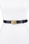 SAM EDELMAN SUNBURST PLAQUE LEATHER BELT