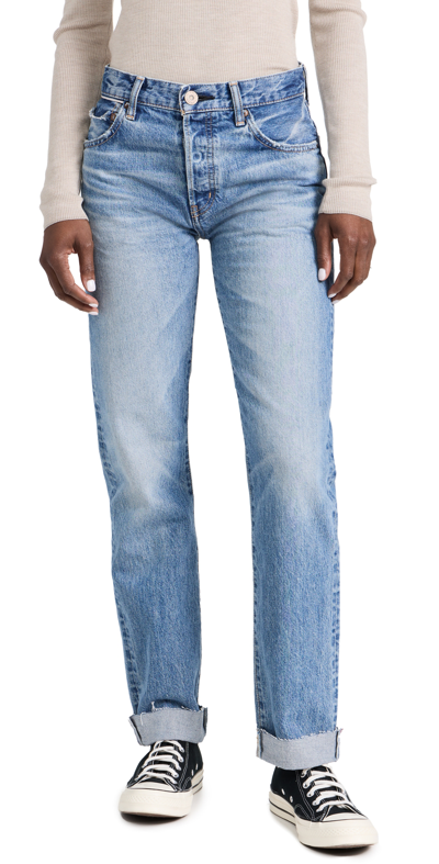 Moussy Vintage Mv Seagraves Straight Jeans In Light Blue