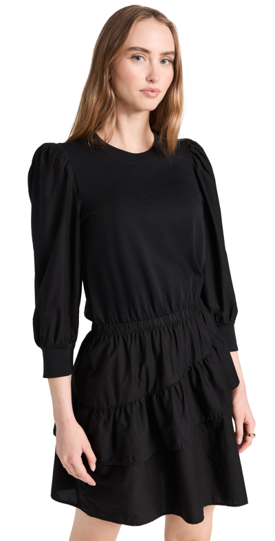 Nation Ltd Tenley Ruffled Combo Mini Dress In Jet Black