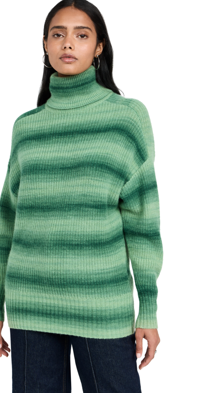 Autumn Cashmere Relaxed Space Dye Shaker Turtleneck In Greenery Combo