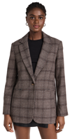 REFORMATION CLASSIC RELAXED BLAZER CHOCOLATE PLAID