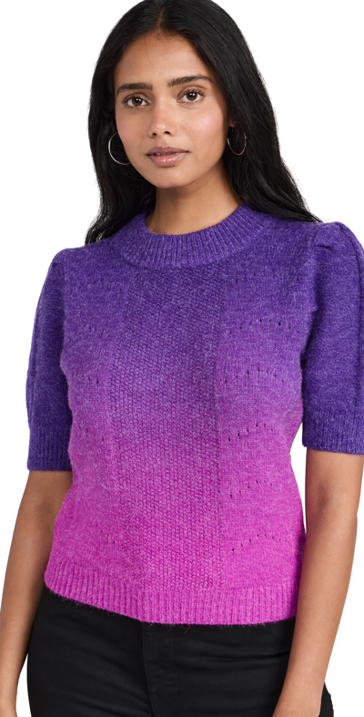 English Factory Short Sleeve Pullover Sweater In Purple