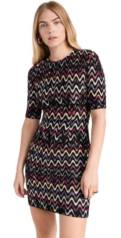 Missoni Zig Zag Pattern Wool Blend Short Dress In Multicolor