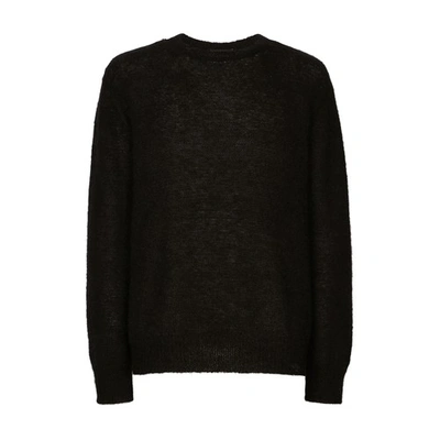 Dolce & Gabbana Mohair Crewneck Sweater In Black