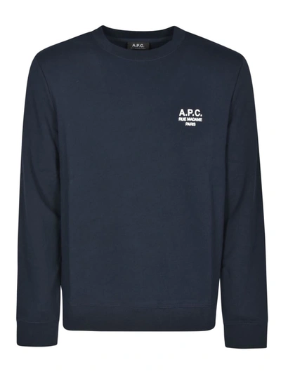 Apc Logo印花圆领卫衣 In Blue