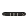 Dolce & Gabbana Men Double Buckle Leather Belt In Black_dark_grey