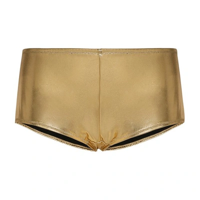 Dolce & Gabbana Foiled Jersey Low-rise Panties In Gold