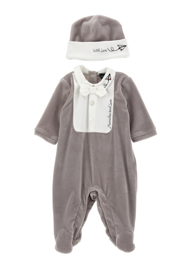 Monnalisa Kids'   Chenille Two-piece Set In Pearl Grey