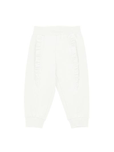 Monnalisa Kids'   Fleece Trousers With Ruffles In Cream