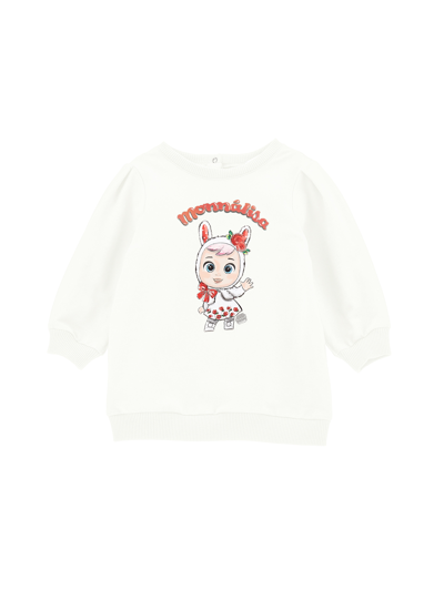 Monnalisa Girls Ivory Cotton Cry Babies Sweatshirt In Cream