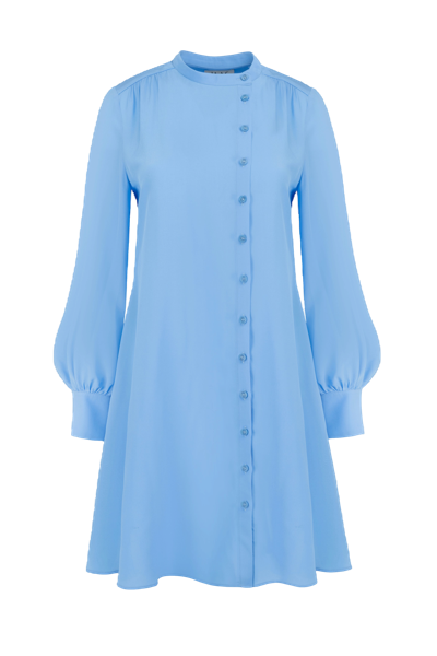 Jaaf Asymmetric Silk Dress In Sky Blue