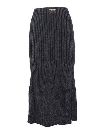 Versace Jeans Couture Versace Ribbed Knitted Skirt In Black
