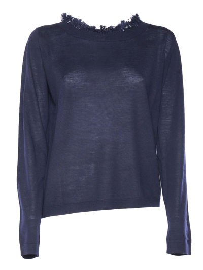 Ballantyne Fringed Pullover In Blue