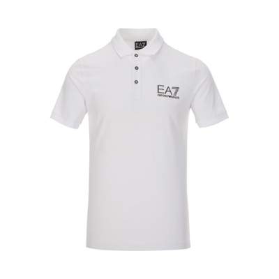 Ea7 男士潮酷百搭休闲立体logo翻领polo衫 In White