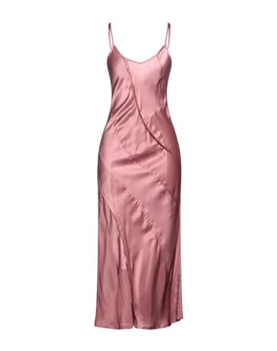 Diesel Woman Maxi Dress Pastel Pink Size S Viscose, Silk