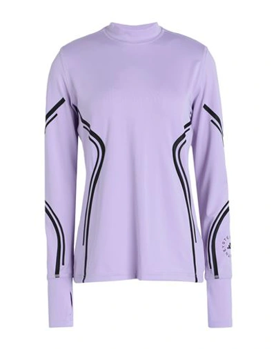 Adidas By Stella Mccartney Asmc Tpa Ls Woman T-shirt Lilac Size 4 Recycled Polyester, Elastane In Purple
