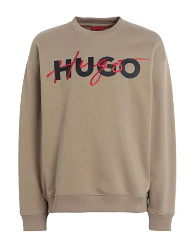 Hugo Man Sweatshirt Sand Size M Cotton, Polyester In Beige