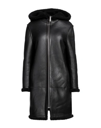 Maje Woman Coat Black Size 8 Lambskin