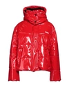 Msgm Woman Down Jacket Red Size 6 Polyester, Elastane