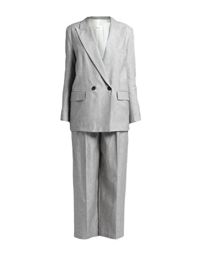 Vicolo Woman Suit Grey Size M Linen, Cotton