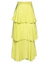 Brand Unique Woman Midi Skirt Acid Green Size 6 Viscose In Green