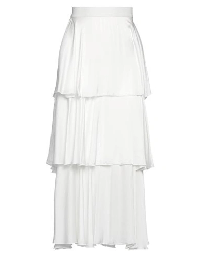 Brand Unique Woman Midi Skirt White Size 10 Viscose