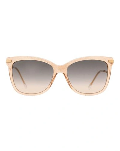 Jimmy Choo Rectangular Steff/s Sunglasses Woman Sunglasses Gold Size 55 Acetate, Metal