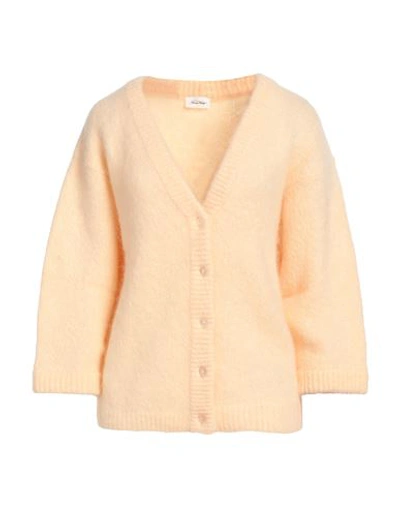 American Vintage Woman Cardigan Apricot Size M Mohair Wool, Polyamide, Elastane In Orange