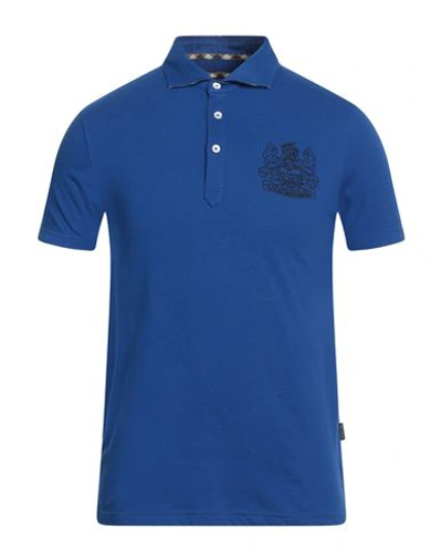 Aquascutum Man Polo Shirt Blue Size S Cotton, Elastane