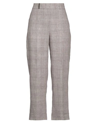 Peserico Woman Pants Brown Size 6 Linen