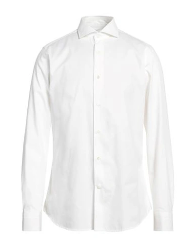 Guglielminotti Man Shirt Ivory Size 17 Cotton In White