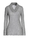 AGLINI AGLINI WOMAN SWEATER GREY SIZE 10 MOHAIR WOOL, POLYAMIDE, WOOL, TEXTILE FIBERS