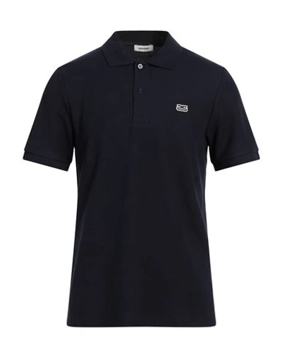 Sandro Man Polo Shirt Navy Blue Size S Cotton, Elastane, Polyester