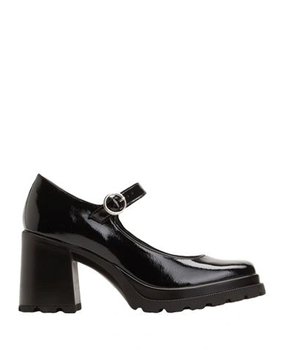 8 By Yoox Patent Leather Mary Jane Pumps Woman Pumps Black Size 7 Polyurethane, Polyester