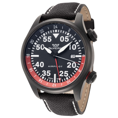 Glycine Men's Airpilot Gmt 44 44mm Quartz Watch In Black