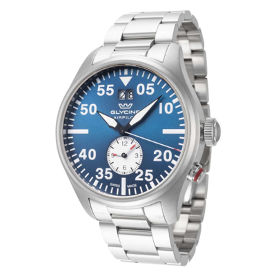 Glycine Men's Airpilot Dual Time 44 44mm Quartz Watch In Black / Blue