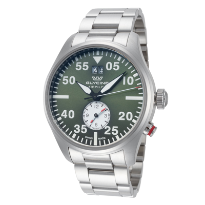 Glycine Men's Airpilot Dual Time 44 44mm Quartz Watch In Black / Green