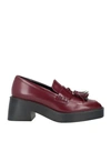 Lorenzo Mari Woman Loafers Burgundy Size 10 Soft Leather In Red