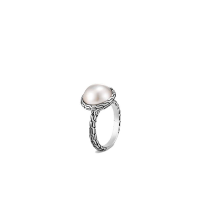 John Hardy Classic Chain 12mm Mabe Pearl Sterling Silver Ring - Rb900005x7 In Silver-tone