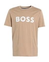 Hugo Boss Boss Tiburt 354 Logo Cotton Graphic T-shirt In Beige