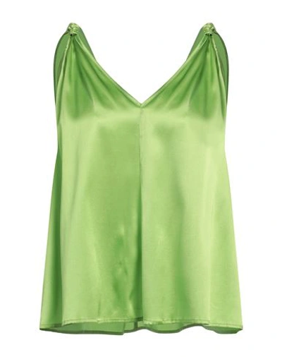 Shirtaporter Woman Top Green Size 6 Silk, Elastane