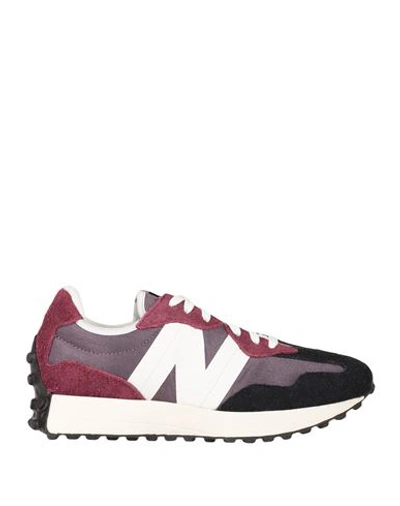 New Balance 327 Woman Sneakers Dark Purple Size 6 Soft Leather, Textile Fibers In Red