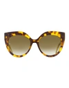Elie Saab Cat Eye Es081/s Sunglasses Woman Sunglasses Brown Size 55 Acetate