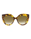 Elie Saab Women's Cat Eye Sunglasses Es081/s 086jl Havana/gold 55mm In Multi