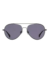 Rag & Bone Polarized Rnb1036gs Sunglasses Sunglasses Black Size 58 Metal, Acetate