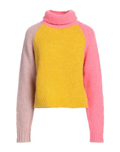 Alessia Santi Woman Turtleneck Mustard Size 1 Alpaca Wool, Polyamide, Wool In Yellow