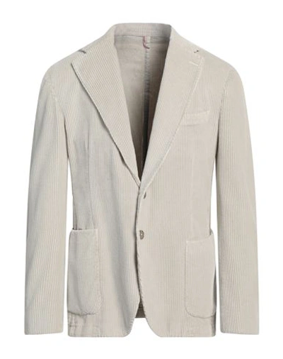 Santaniello Man Suit Jacket Ivory Size 46 Cotton In Grey