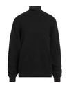 Solid ! Man Turtleneck Black Size Xxl Cotton In Black