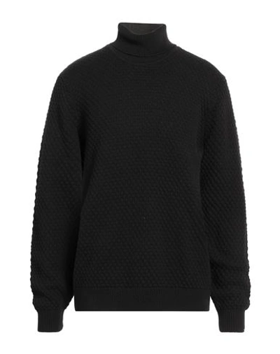 Solid ! Man Turtleneck Black Size Xxl Cotton In Black